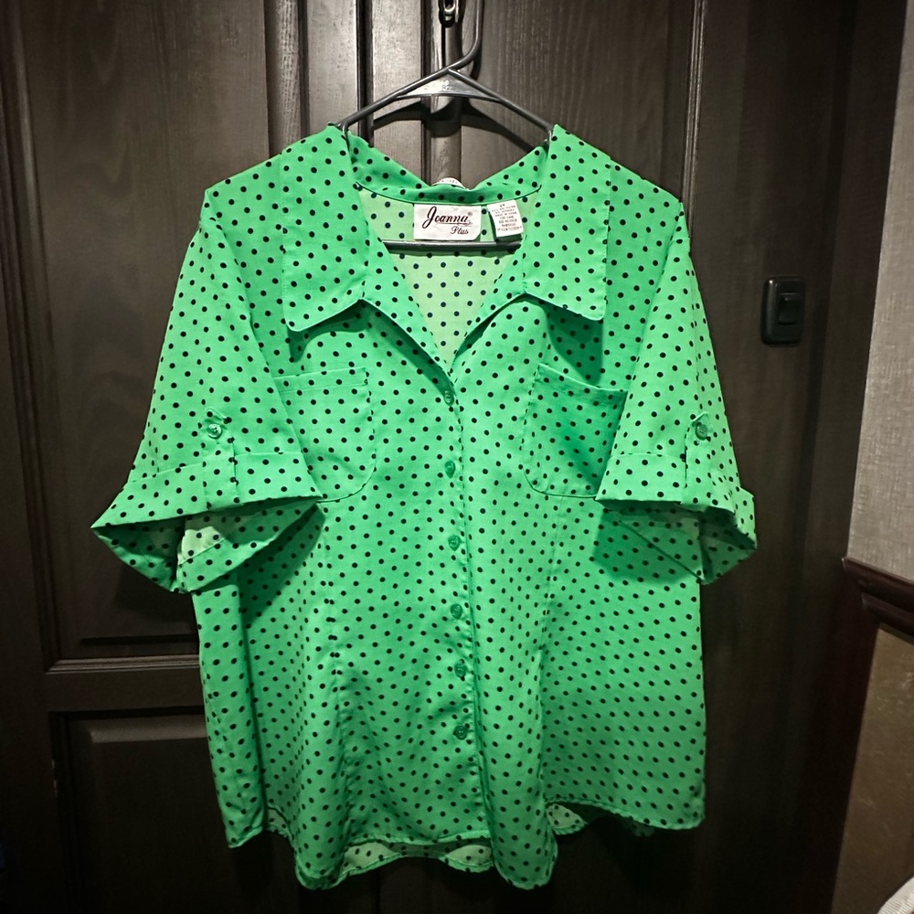Joanna Green and Black Polka Dot Blouse